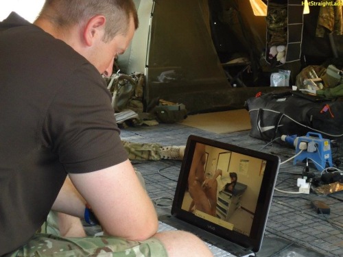 British Army lad watching Porn in the barracks. 