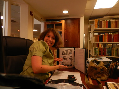 Me reading Emma at work&hellip;and writing The Historians, also at work.