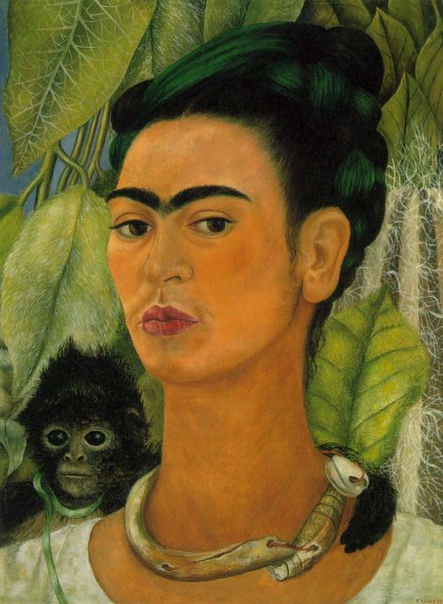 cavetocanvas: Frida Kahlo, Self Portrait with Monkey, 1938