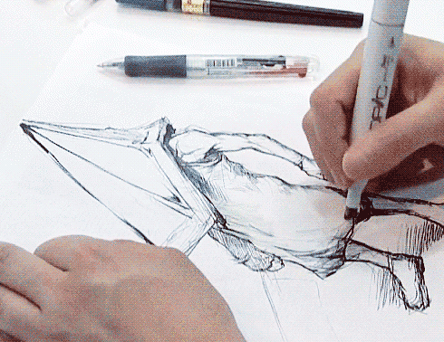 catburger:  Masahiro Ito sketching Pyramid Head - Silent Hill 2 Making of DVD  Wow