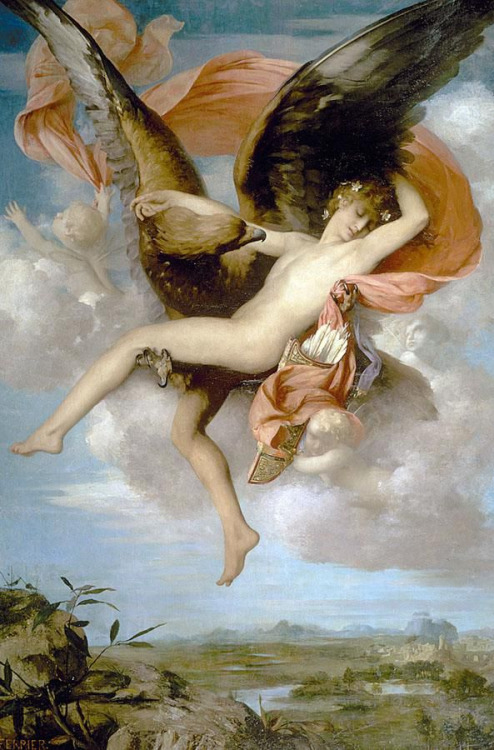 lyghtmylife:Gabriel Ferrier(French Academic Painter 1847-1914)Ganymede, 1874Oil on Paper Mounted on 