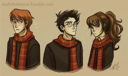 andythelemon:  Woah, it’s been forever since I drew any HP fanart! I’m going to start completely afresh with character designs, because my old stuff is so embarrassing. Even though they’re not my favourites in the series by far, it’s only fair