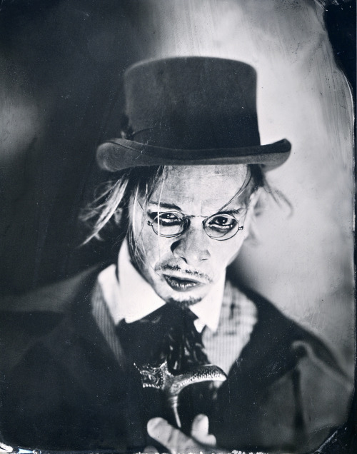 allanbarnes :  Roger Fojas as Dr. Caligari 8.29.12. Wet plate collodion on aluminum (tintype).