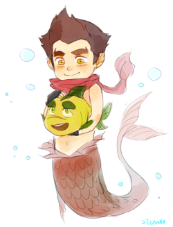 steamix:  I haven’t Mermako’d for ages so here Have a chibi Mermako with Bolounder :) 
