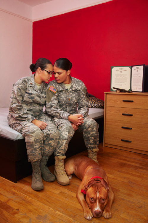 muffdiver:  Photographer Tatjana Plitt is working on compiling portraits of LGBTQ military couples, either in their bedrooms or a location of historical military/activist/personal significance. 