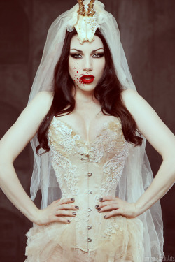 threnodyinvelvet:  Information about this shoot and different views: http://www.iberianblackarts.com/blog/royal-black-couture-my-custom-brides-of-dracula-inspired-corset/ Threnody In Velvet Royal Black Couture &amp; Corsetry 