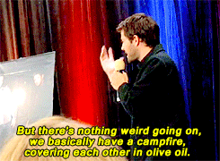 mishasteaparty:  Fan: My question is, what are Dean and Cas doing to pass all the