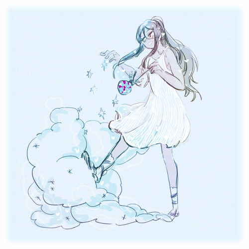 aidaaaaason:  イヌカシさんは白のワンピースを着た、黒髪のポニーテールの魔女。 キャンディーの杖を使って雲を綿菓子に変えることが得意で、古い香水ビンの中に住んでいます。http://shindanmaker.com/247540b