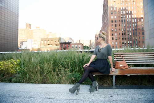 The High Line Jeffery Campbell boots, Forever 21 skirt and top, David Yurman ring, David Yurman brac