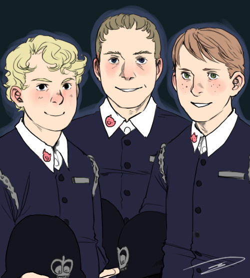 for the finale of the Modus Operandi EI on Gaia~ Detective Wolfe, the three pigs officers, and the Grimm brothers full illustration (the folder and form were made by milkbun and pepper-tea): 