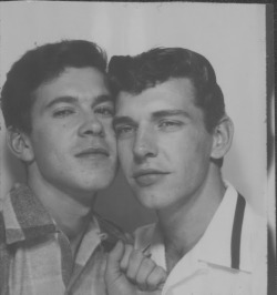 solutionforreality:   1953  “These two photos…were a couple of my favourites, for their intimacy and for their use of the photobooth, the only place really where photos like this could be both taken and developed safely in the 1950s.” 