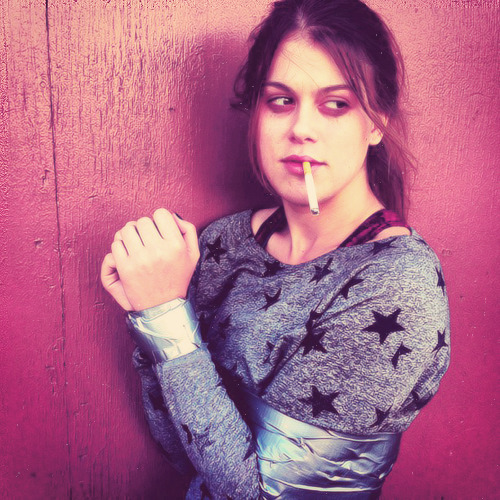 mymouthistaped:  Lindsey Shaw on the set of Pretty Little Liars
