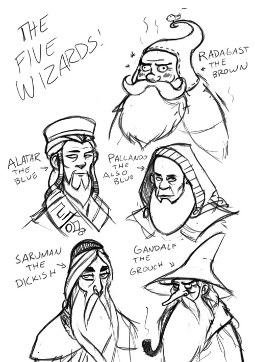 dresdencodak:The Five Wizards of Middle-Earth! With The Hobbit around the corner, I thought I’d do s