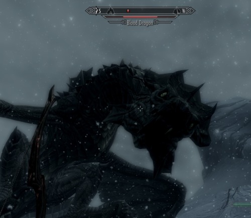 altairspants:  thepaintedelf:  slunchy:  I refuse to kill another dragon for as long as I play Skyrim I was fighting this Blood Dragon when, in the middle of the fight, he just lands and stops fighting back. No matter how many times I shot him he wouldn’t