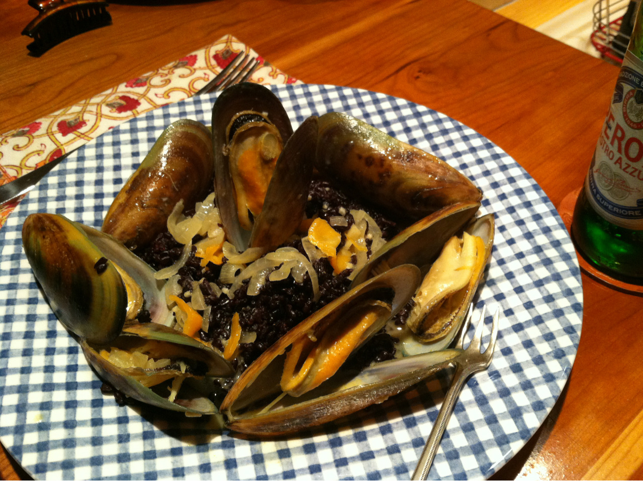 Mike’s Curried Mussels over Forbidden Purple Rice