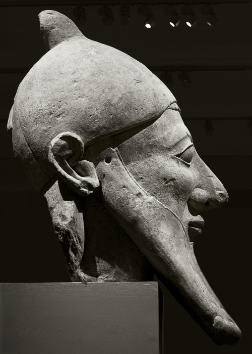 ancientart:Limestone bearded man, Cypriot, Archaic, early 6th century BC. Currently located at the M