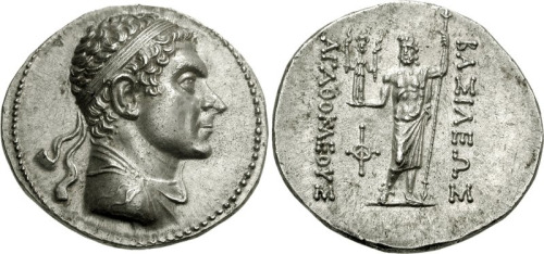 thingswoolike:G1142 A Magnificent Greek Silver Tetradrachm of the Baktrian King Agathokles, Probably