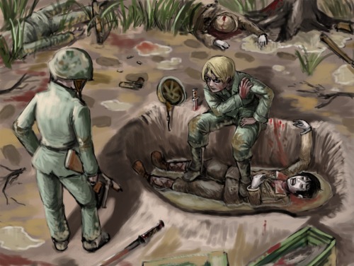 historicalhetalia-haven: { Source } Battle of Okinawa, 1945.  Artist’s Comments:  &l