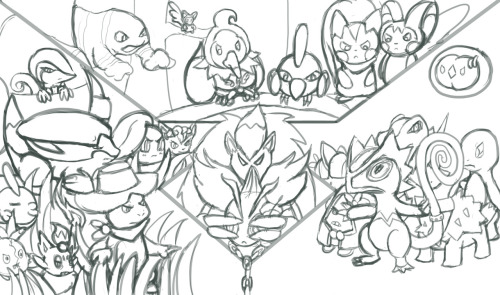Final pic roughed up. I have one day to get this coloured. @_@ This&rsquo;ll be fun&hellip;