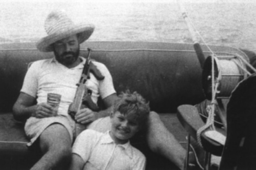 Classic American writer Ernest Hemingway fishing with his son in 1934.