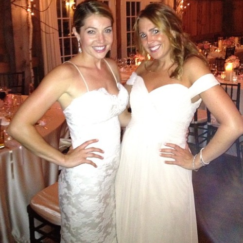 Tara Testa (the bride) and her friend at Tara’s Wedding.