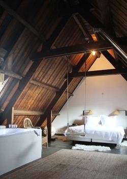 matt-benedict:  “A stunning loft bedroom with swing” by Murray Mitchell. 