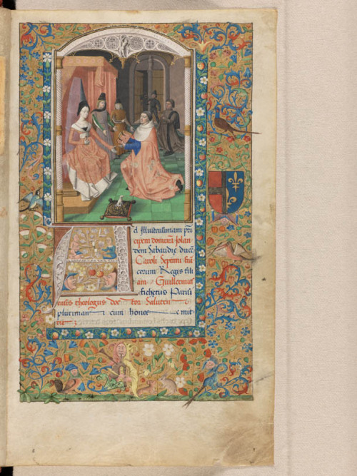 jothelibrarian: Pretty medieval manuscript of the day shows Princesse Yolanda of Savoy receivin