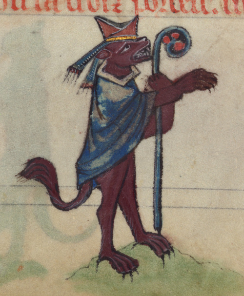 jothelibrarian: Pretty medieval manuscript of the day shows Ysengrin the wolf  dresse
