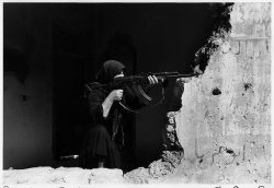 Woman with Rifle in West Beirut, Lebanon - March 10, 1982.