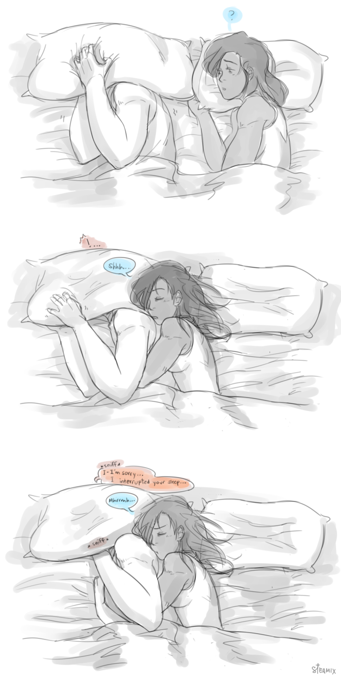 steamix:  Sketched something where uhm… Mako cries when they’re already in bed….like…he