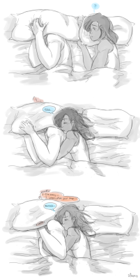 steamix:  Sketched something where uhm… Mako cries when they’re already in bed….like…he usually does this when it’s already very late in night or when he knows Korra’s asleep already because sometimes he’s just fed up dealing with problems