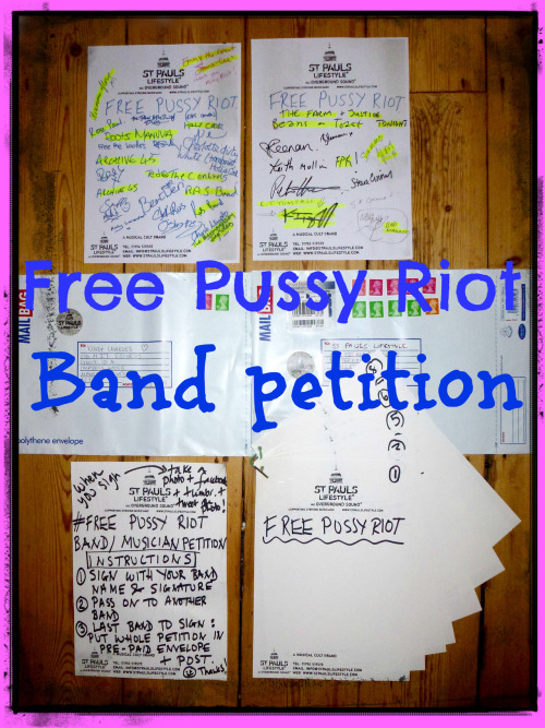 stpaulslifestyle:Free Pussy Riot. Band petition now circulating the industry. Please sign it and pas