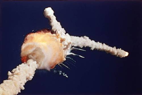 Smoke plume produced after the explosion of the space shuttle, Challenger - January 28, 1983