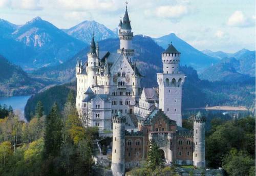 The Neuschwanstein Castle located in Germany - construction began in 1869; was completed in 1892. 