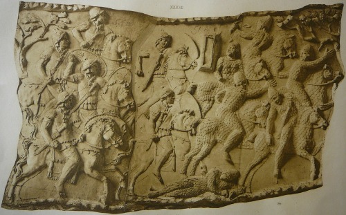 A Relief from the Trajan’s Column depicting Roman Cavalry fighting against Sarmatian cataphrac