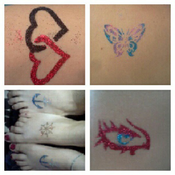 Our glitter tattos from yesterday #hearts #butterfly #anchorsandwheel #eye #laui