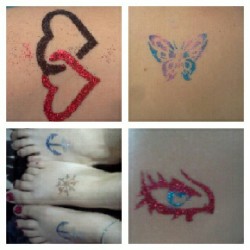 Our glitter tattos from yesterday #hearts #butterfly #anchorsandwheel #eye #laui  (Taken with Instagram)