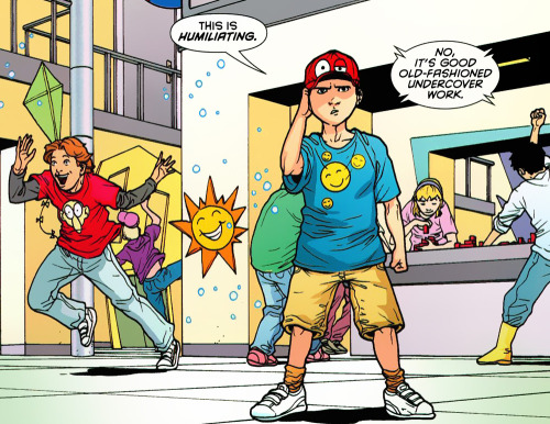 hugintheraven: gabzilla-z: Steph made Damian wear a T-shirt that has 4 smileys four This WOULD quali