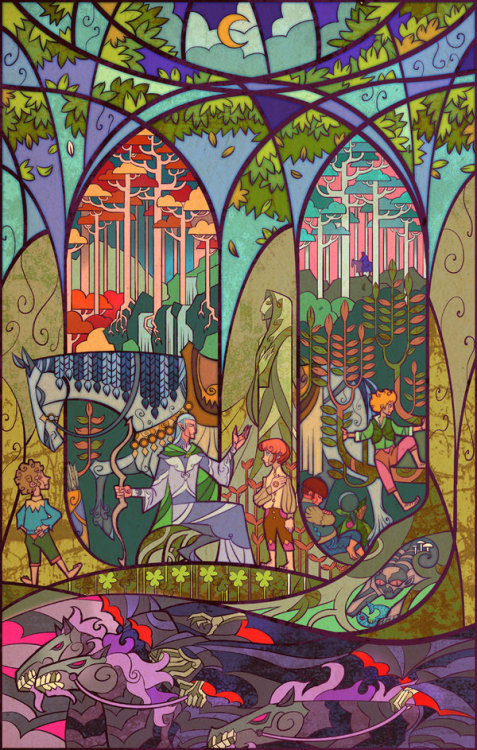 geek-art:  EPIC work… svalts:  Lord Of The Rings Stained Glass Illustrations Created by Jian Guo  