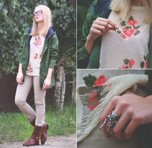 Roses and parka #LOOKBOOK #Girls #Fasion