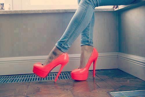 Pink high heel shoes