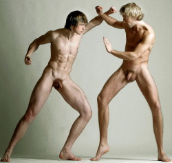 Bestofbromance:  Naked Bros Always Know How To Spar… Topher :)Side Note: Bob Is
