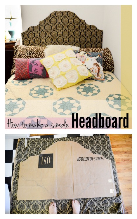 DIY Cardboard and Fabric Headboard from Stars for Streetlights here. Extremely simple headboard made