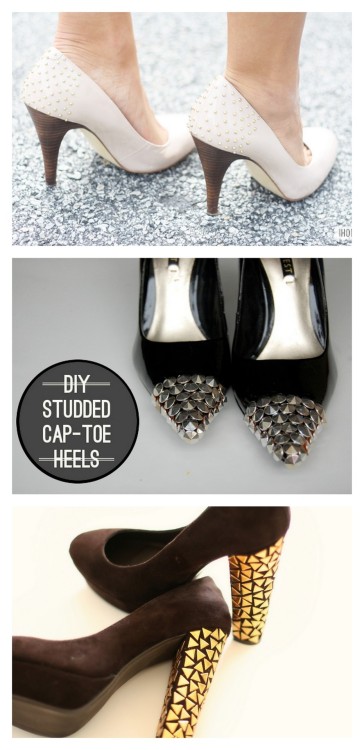 DIY Studded Heels&rsquo; Tutorials. Top Photo: In Honor of Design used stick on studs from the scrap
