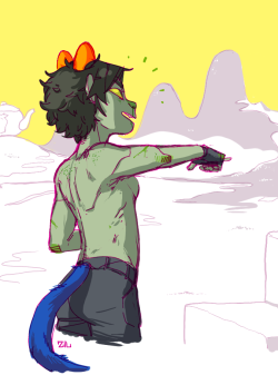 notzilon:   what started as a general back/shoulders study doodle ended up being netpeta in the land of easy backgrounds also SIDEBOOB WARNING 