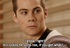 hoechloin:  AU: Stiles has been with Derek for 2 months and Lydia is his favourite gal pal. That’s about it. 