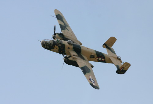 A restored B-25 Mitchell bomber at an air show in Poland, 2007.