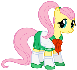 theponyartcollection:  Fluttershy in school uniform by *JennieOo 