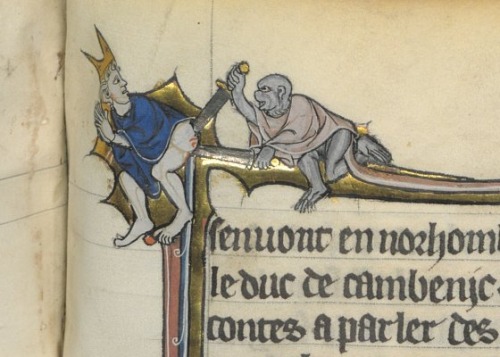 monkey and the bishopRobert de Boron, L’Estoire de Merlin, Northern France ca. 1280-1290.Paris, BNF,