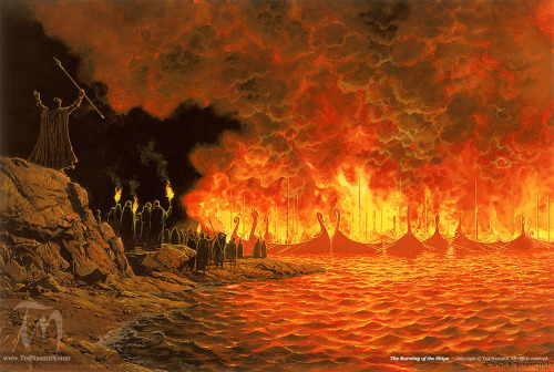 stoneofthehapless:The Burning of the Ships; art by Ted NasmithBut when they were landed, Maedhro